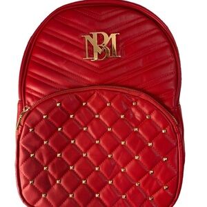 COPY - Vibrant Red Quilted Leather Backpack with Gold Logo